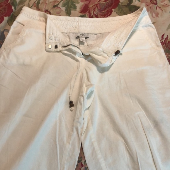 ANN TAYLOR LOFT Size 14 Marisa Wide Leg Crop Linen Cotton Summer Cozy $109 NEW - Picture 10 of 16